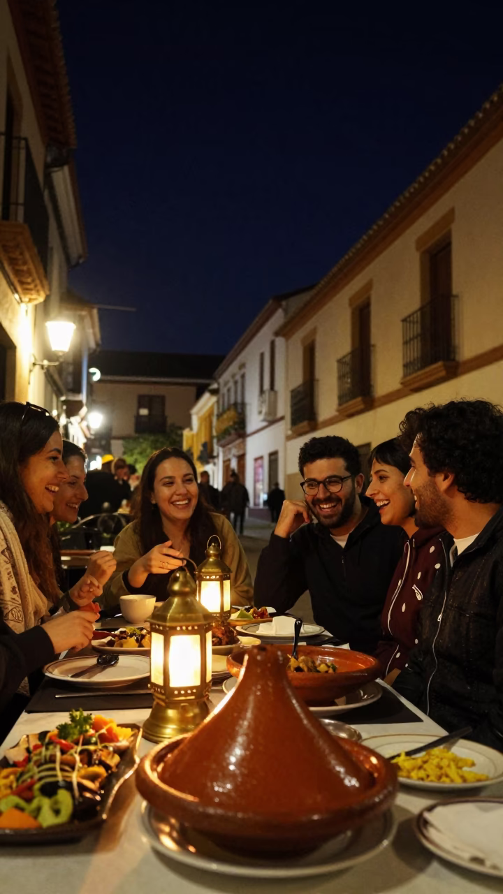 Late Night Tapas and Tagine in Granada Spain Under Deep Night Sky in in Granada, Spain