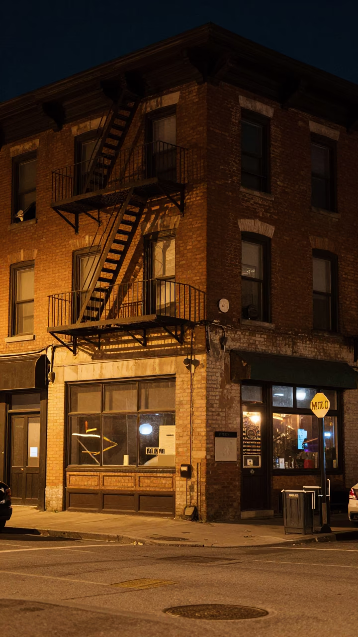Late Night Toronto Street Scene with Vintage 1970s Aesthetic and Urban Details in in Toronto, Ontario, Canada