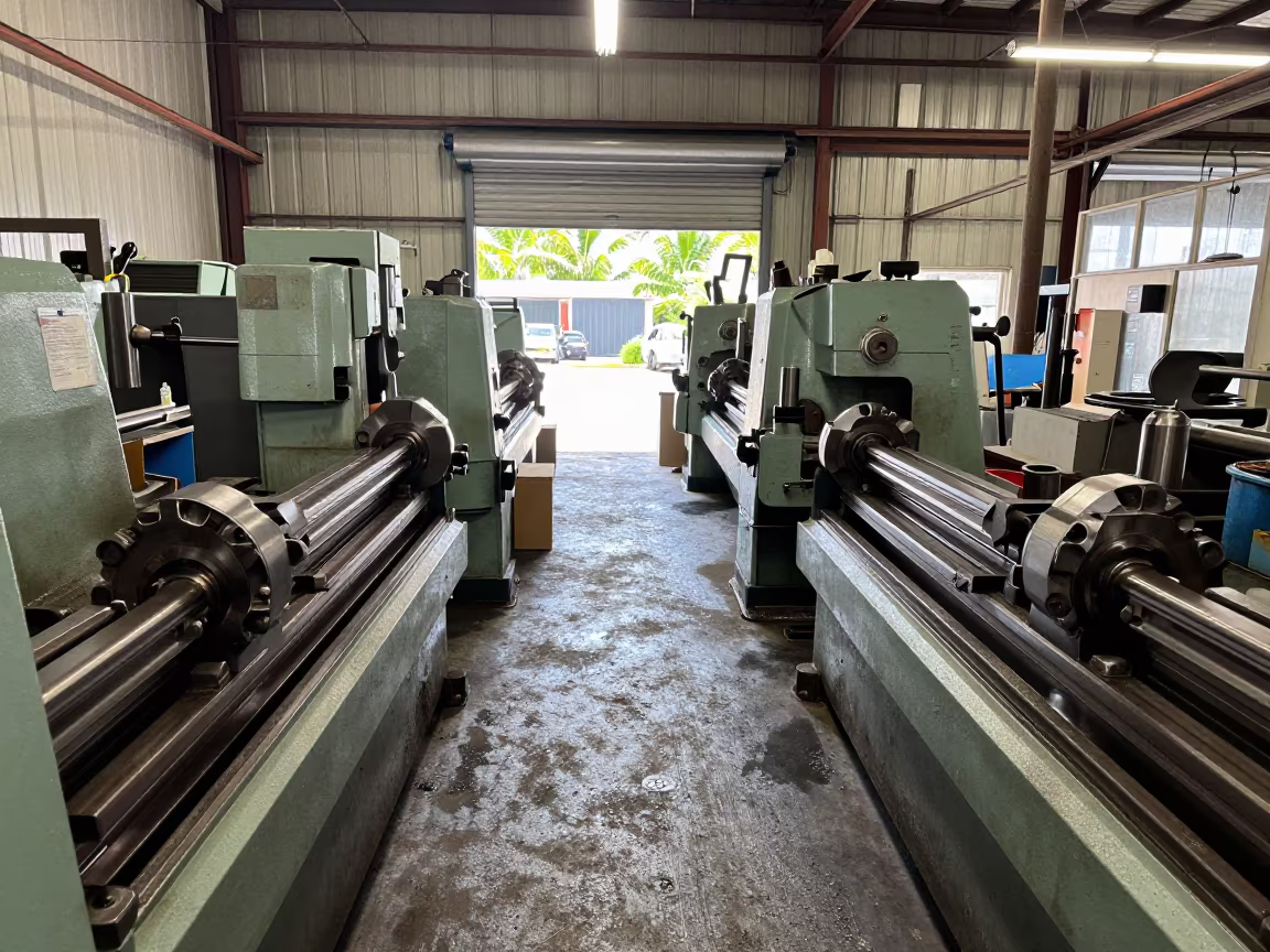 Lathes Turning Metal in Factory Floor in on a factory floor near Charlottetown