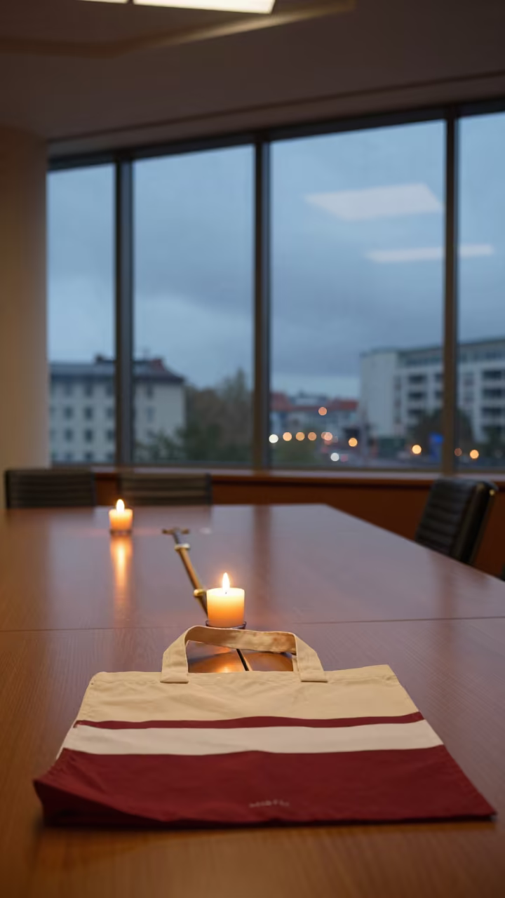 Latvian Military Chapel Flag Tote Briefing Room in inside a briefing room in Latvia