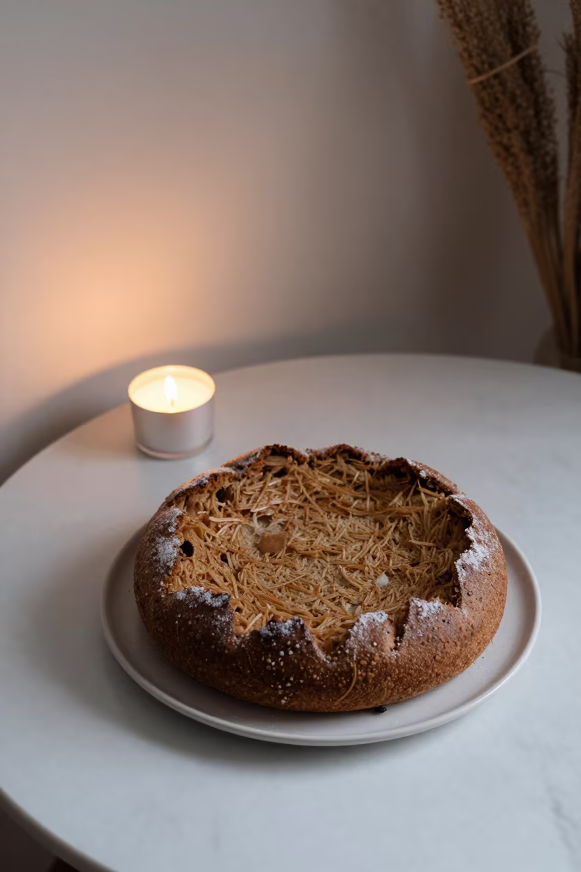 Latvian Rye Bread Dessert on Marble Table in on a marble cafe table in Ho Chi Minh City