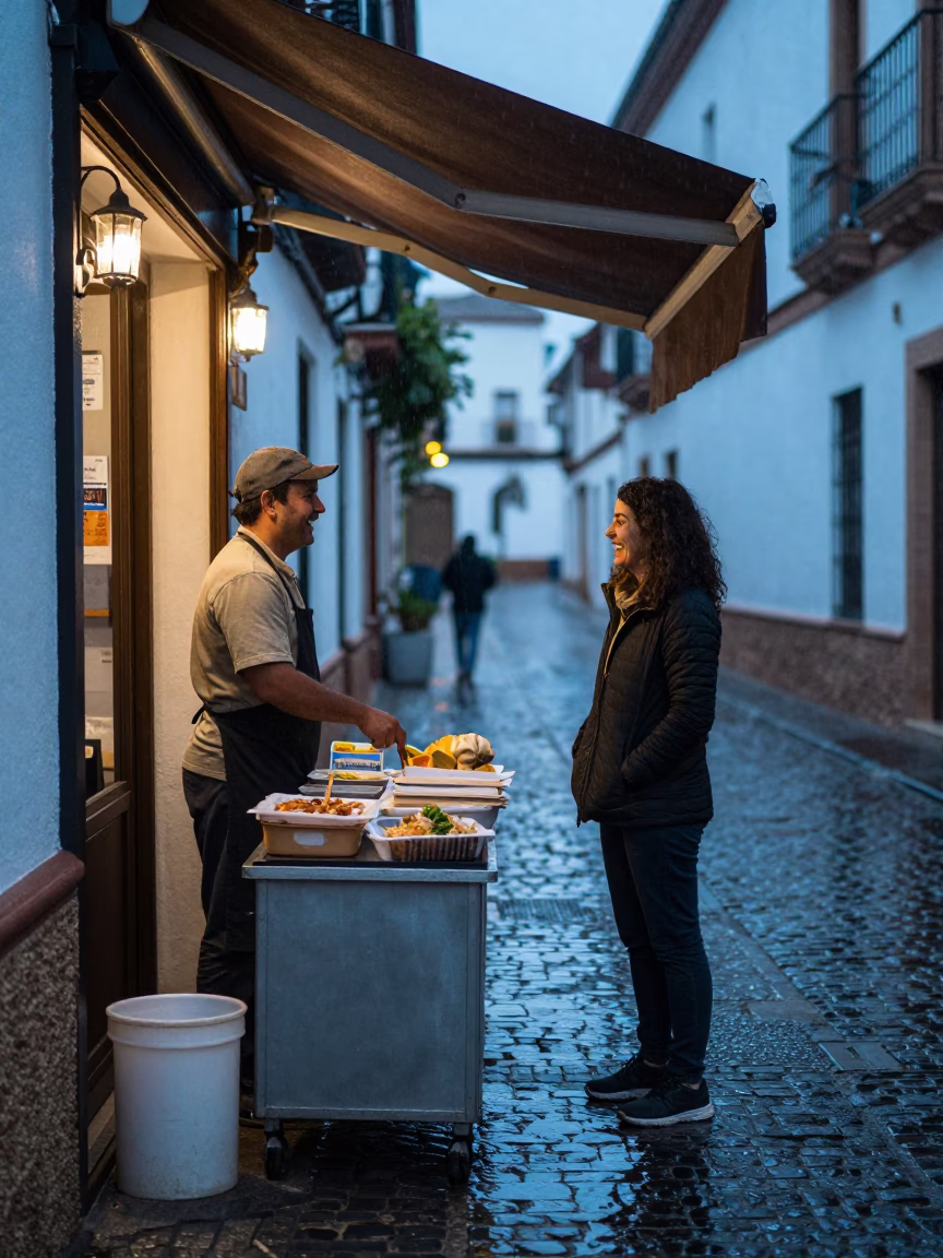 Laugh in Granada at Dusk Light in in Granada, Spain