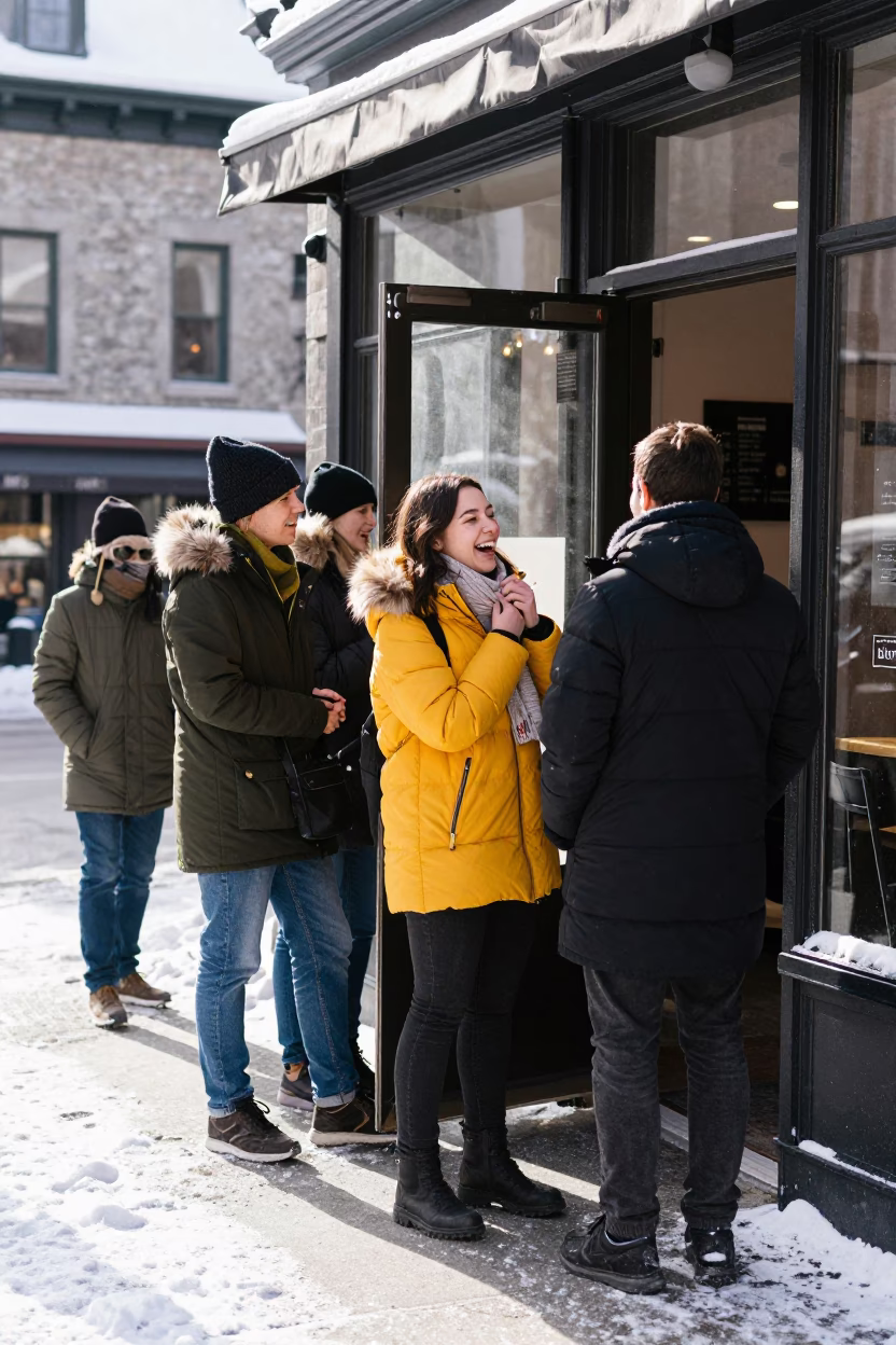 Laughing Commuters in Montreal in in Montreal, Quebec, Canada
