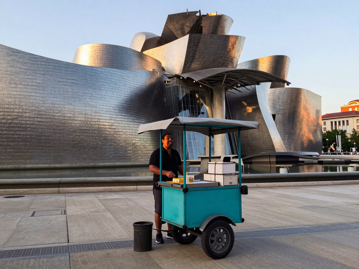 Laughing Customer in Bilbao in in Bilbao, Spain