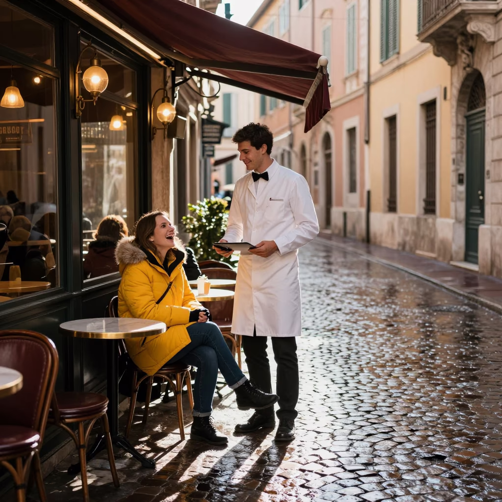 Laughing Customer in Nice in in Nice, France