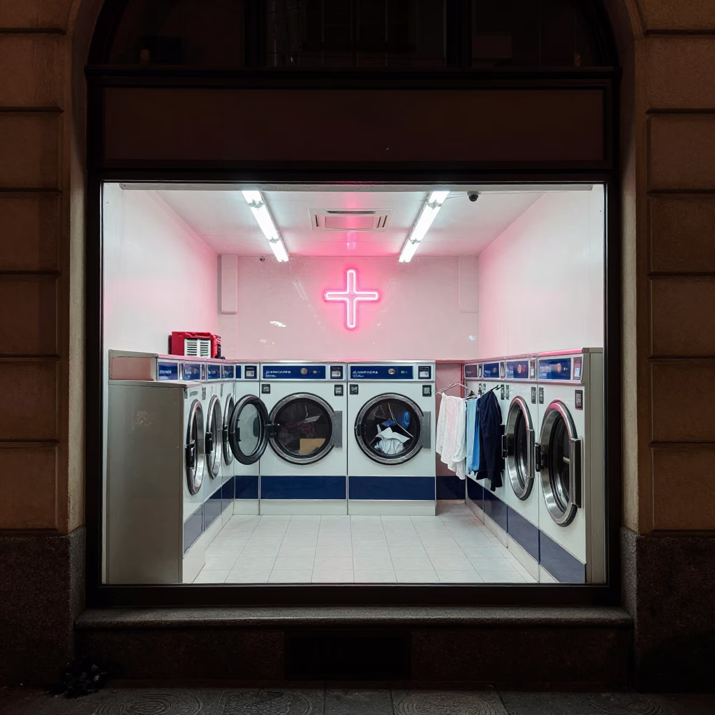 Laundromat Interior in Milan in in Milan, Italy