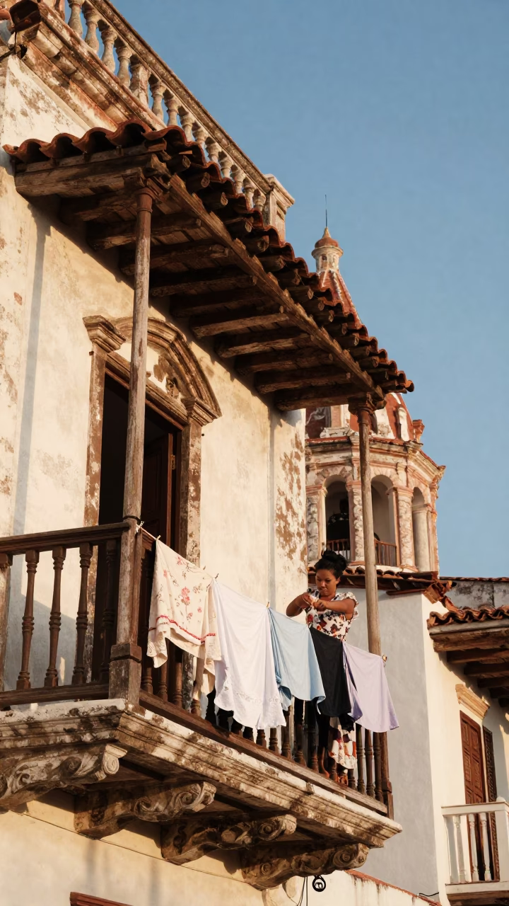 Laundry at Evening Light in Cartagena in in Cartagena, Colombia
