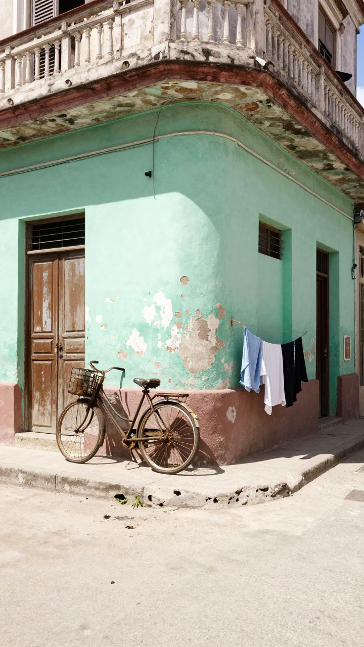 Laundry at Flat Noon Light in Havana in in Havana, Cuba