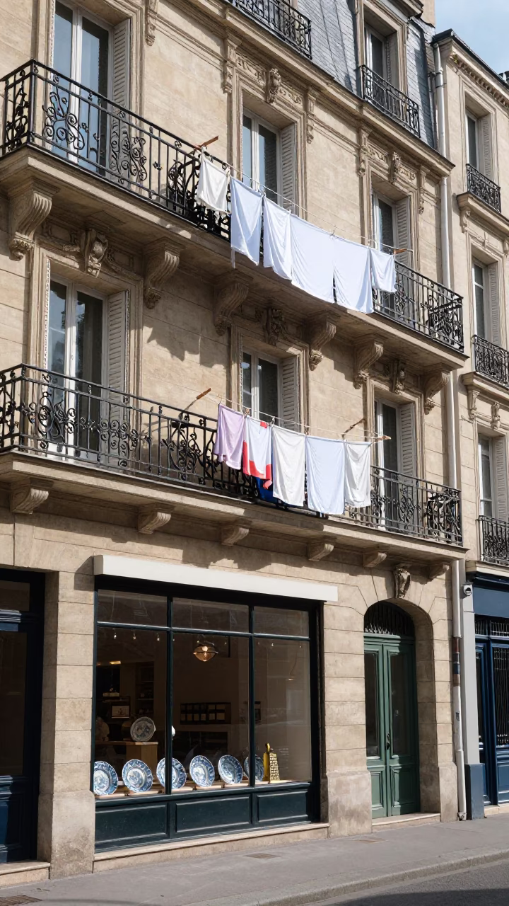 Laundry at Late Morning Light in Paris in in Paris, France