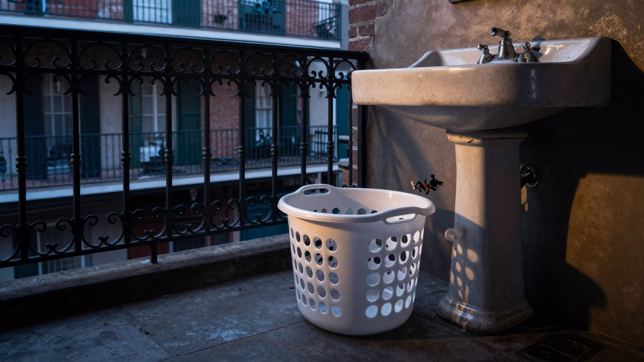 Laundry Basket in New Orleans at Sunrise Light in in New Orleans, Louisiana, United States
