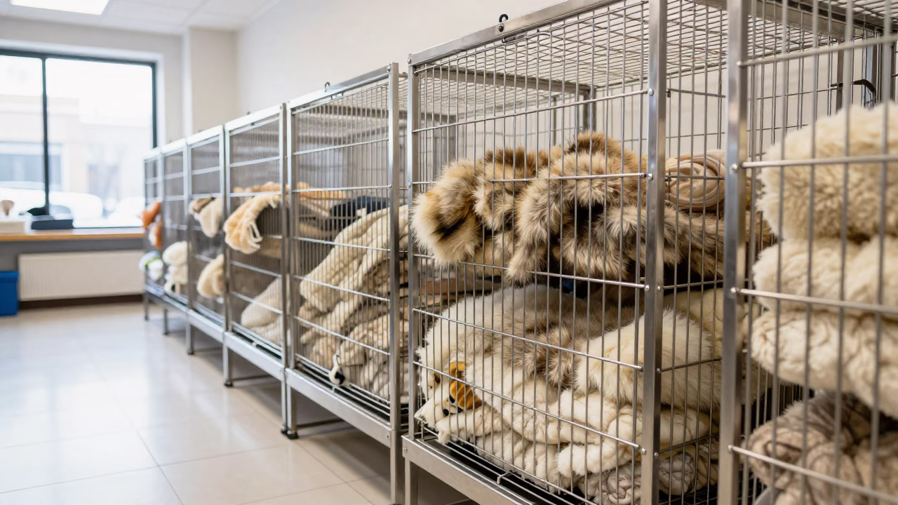 Laundry Cage with Pet Blankets in Guilin Store in inside a pet store aisle in Guilin