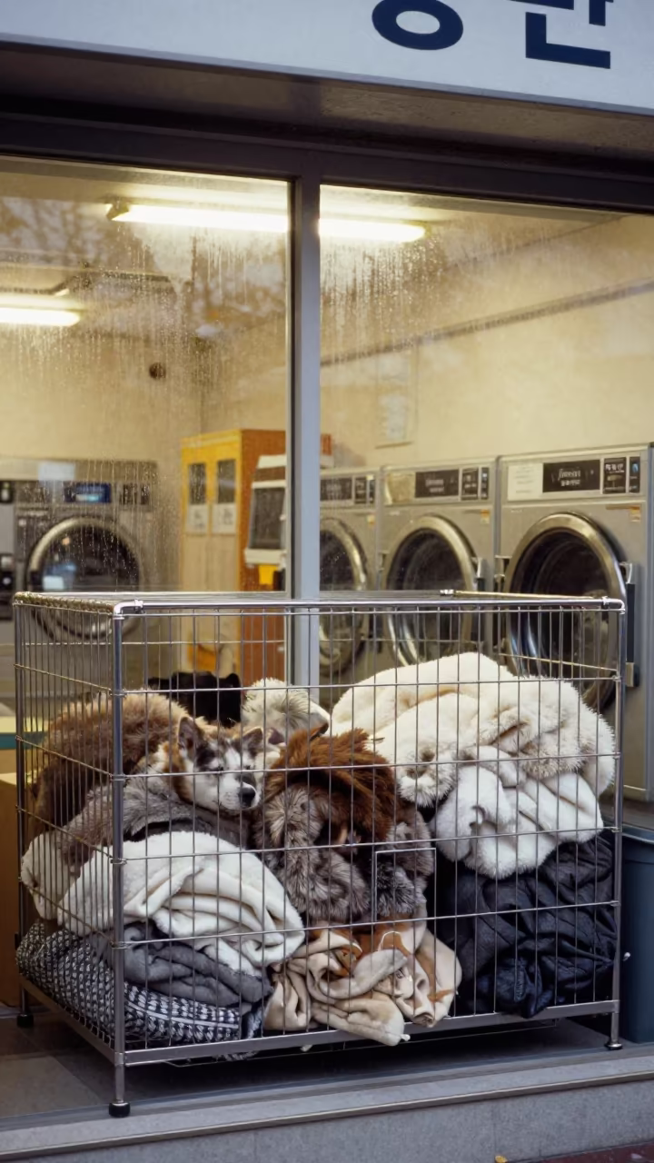Laundry Cage Pet Blankets Twilight Incheon Adoption Room in inside an adoption room near Incheon