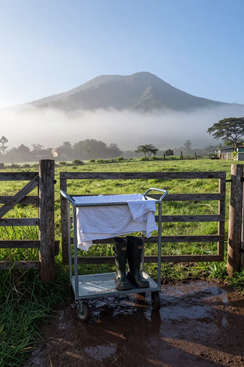 Laundry Cart Beside Pasture Gate El Salvador in beside a pasture gate in El Salvador