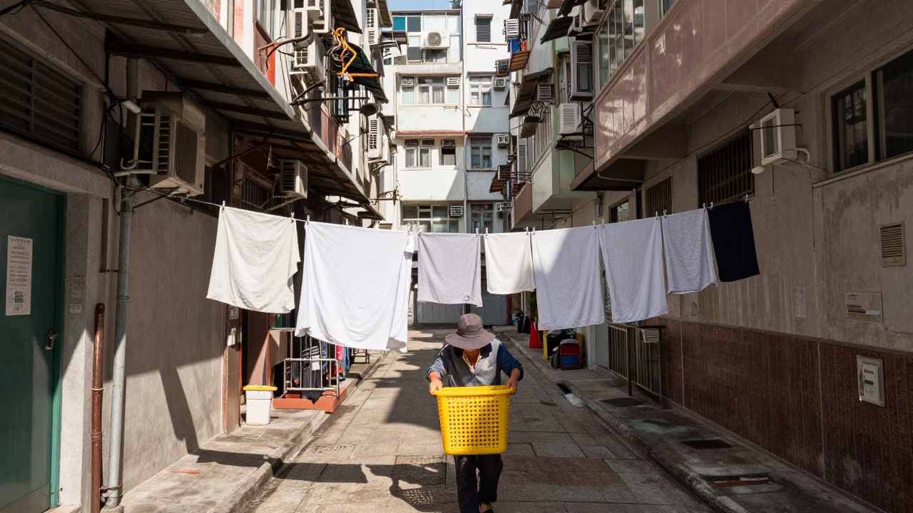 Laundry Drying in Hong Kong in in Hong Kong, Hong Kong