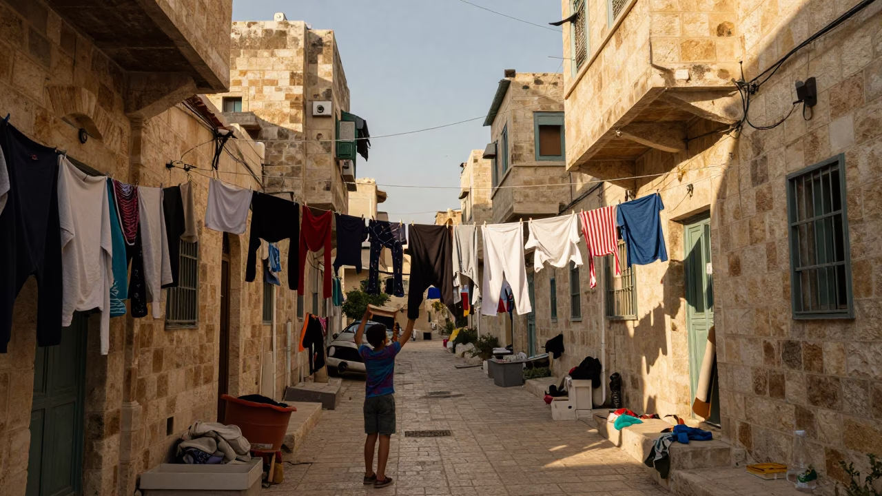 Laundry in Amman at Late Afternoon Light in in Amman, Jordan