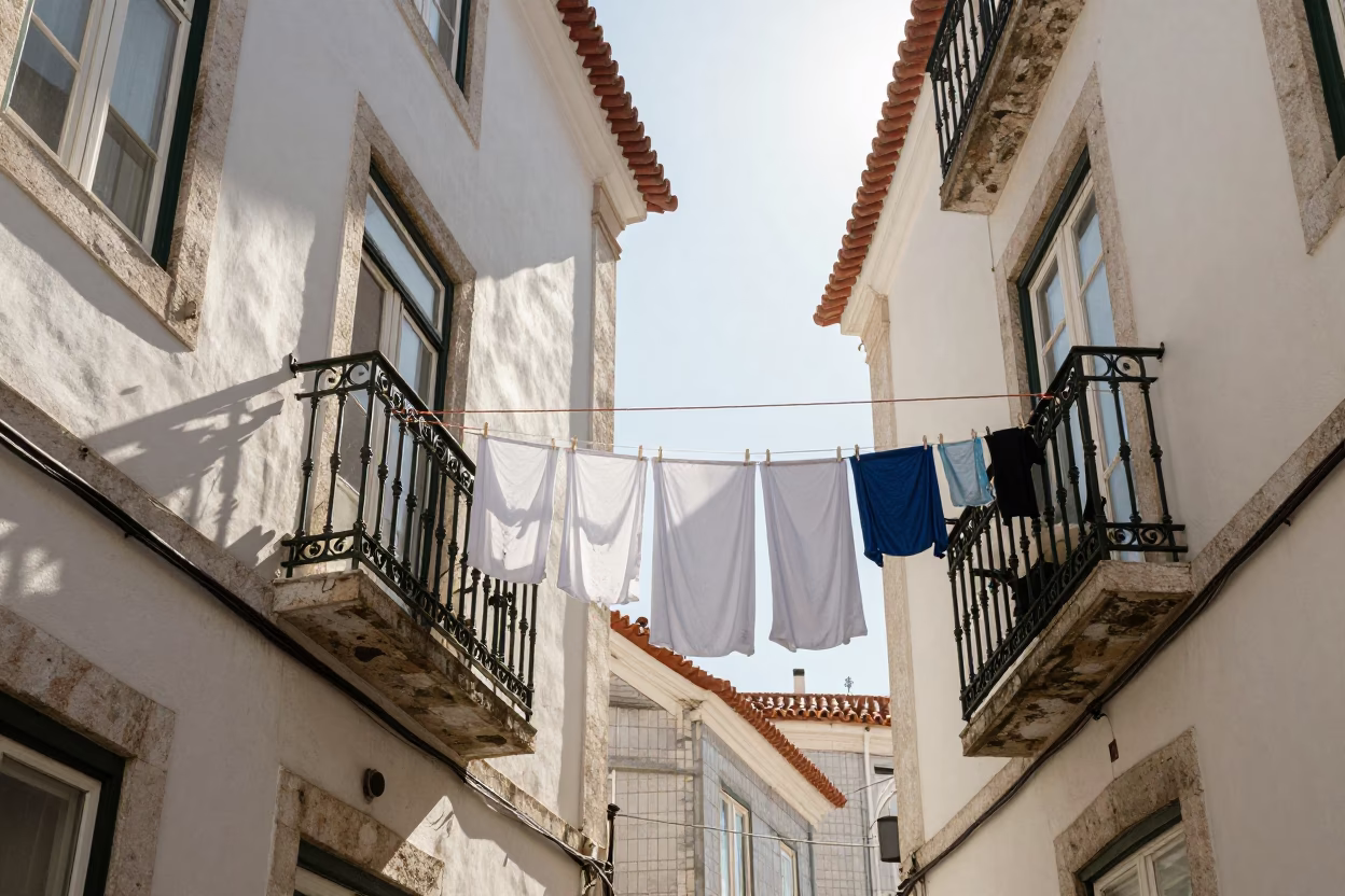 Laundry in Lisbon at Afternoon Light in in Lisbon, Portugal