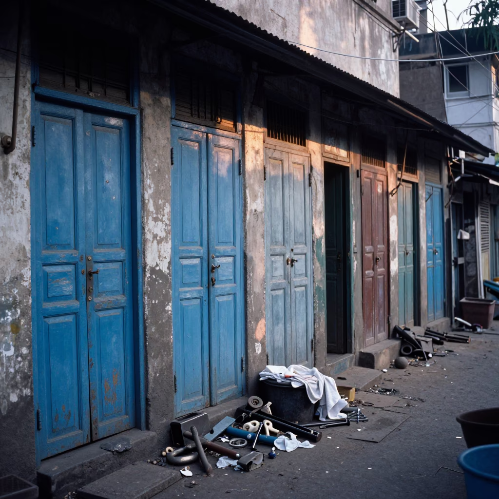 Laundry in Mumbai at Early Morning Light in in Mumbai, India