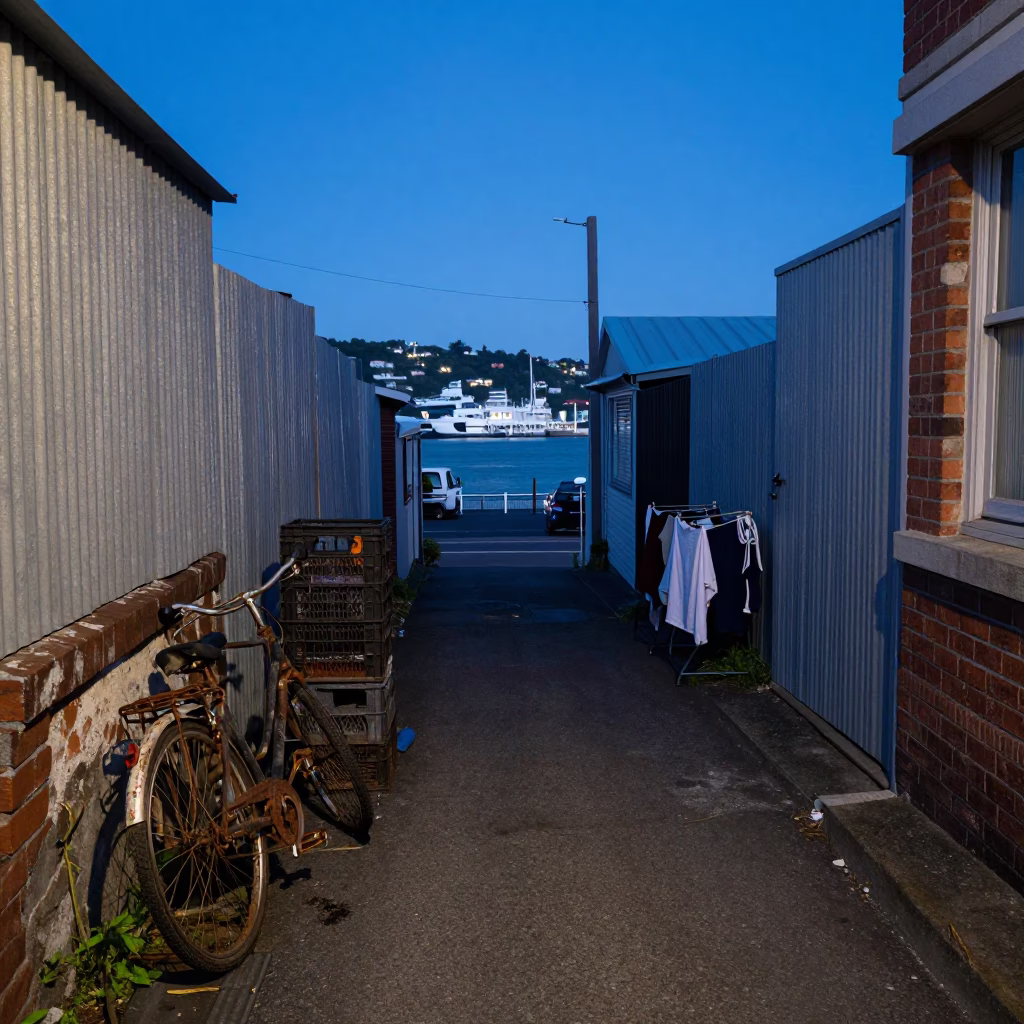 Laundry in Wellington at Blue Hour in in Wellington, New Zealand