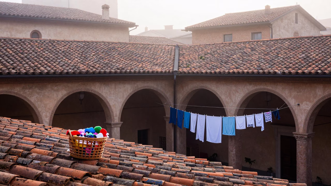 Laundry Line in Bologna in in Bologna, Italy