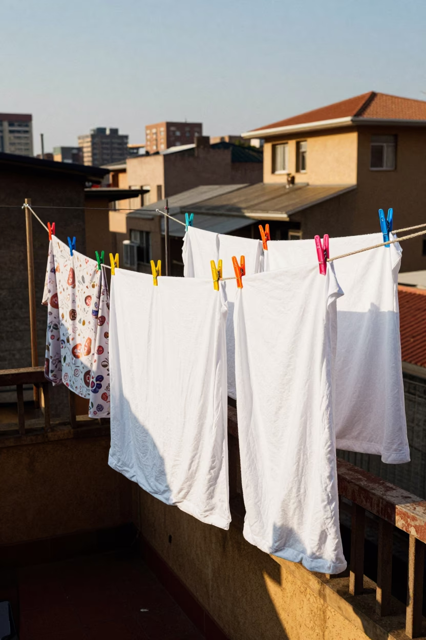 Laundry Line in Johannesburg at The Early Afternoon Light in in Johannesburg, South Africa
