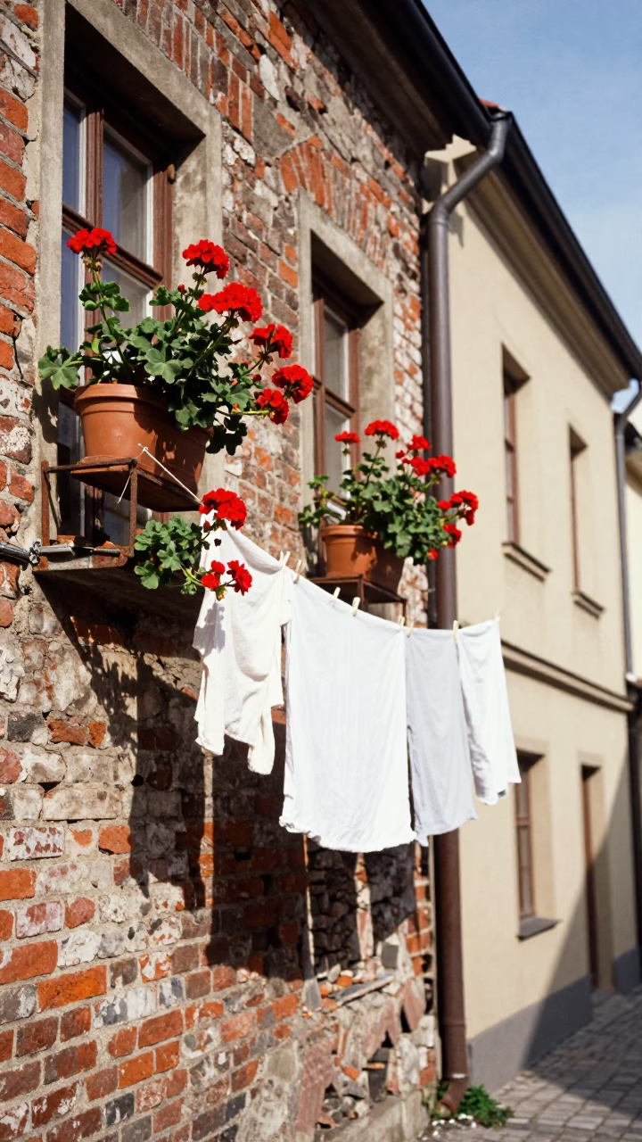 Laundry Line in Krakow in in Krakow, Poland