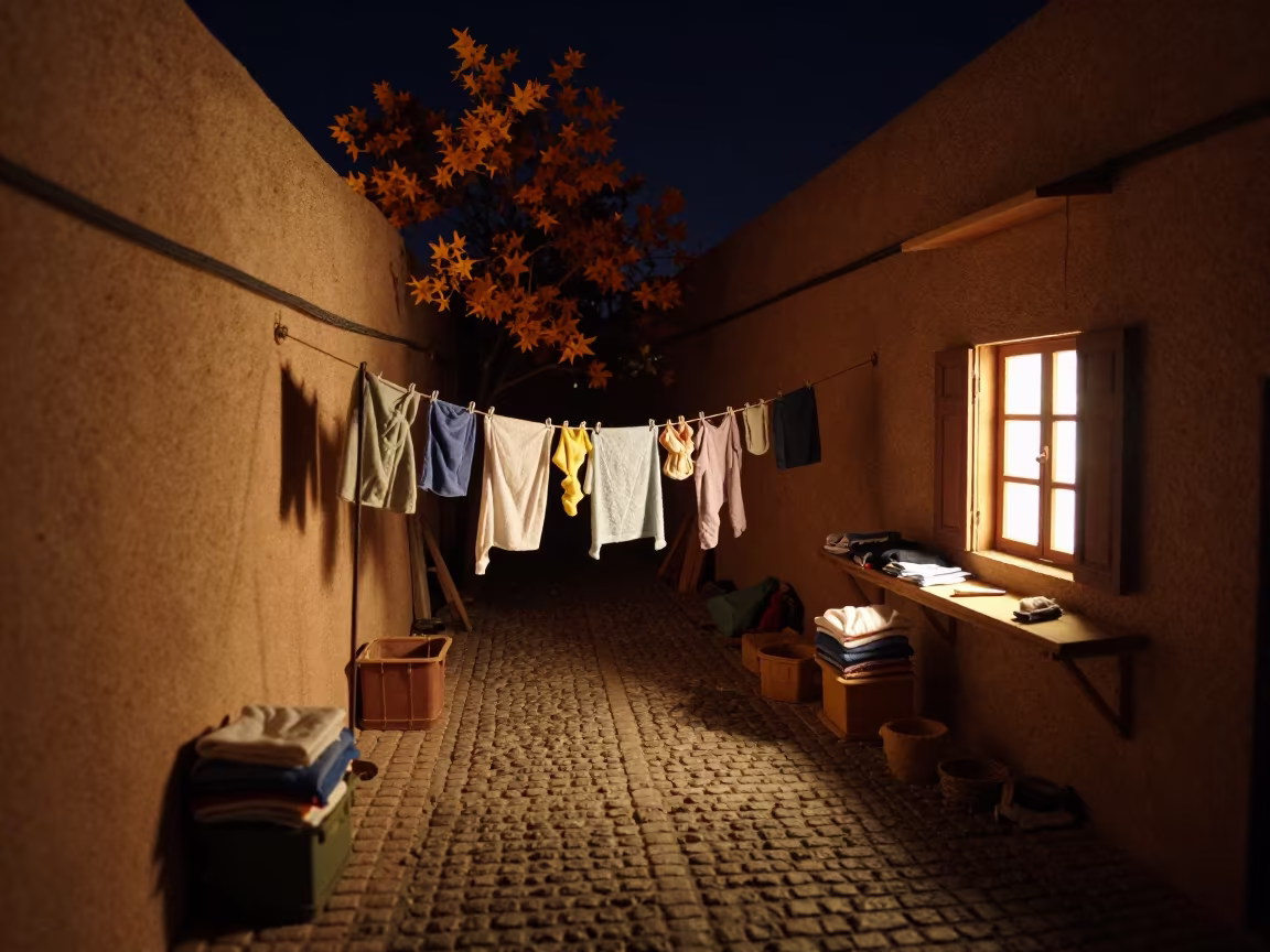 Laundry Lines on Cobblestone Shelf Midnight Berrechid in on a workshop shelf in Berrechid