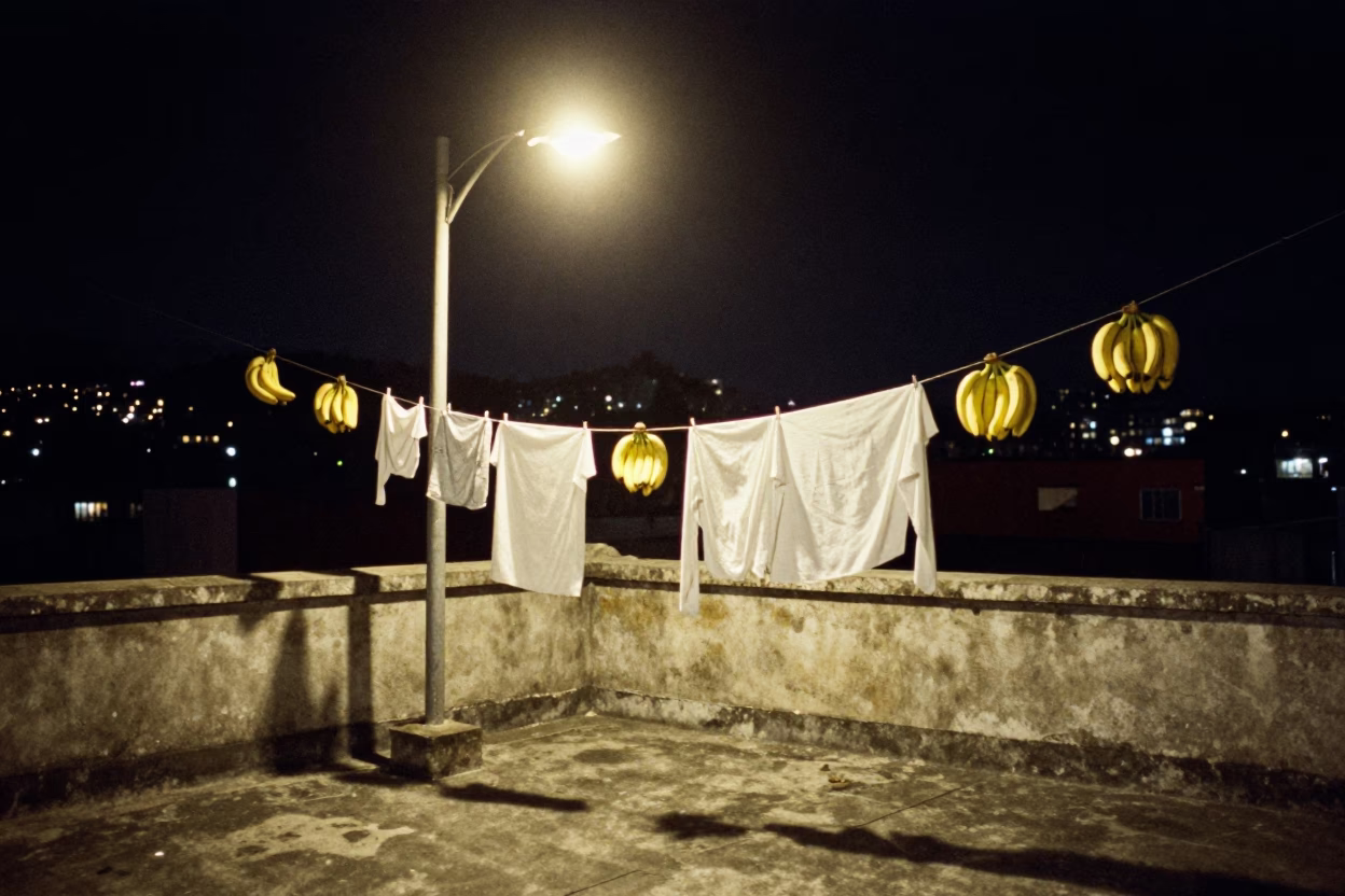 Laundry Scene in Medellin at Deep In The Night Light in in Medellin, Colombia
