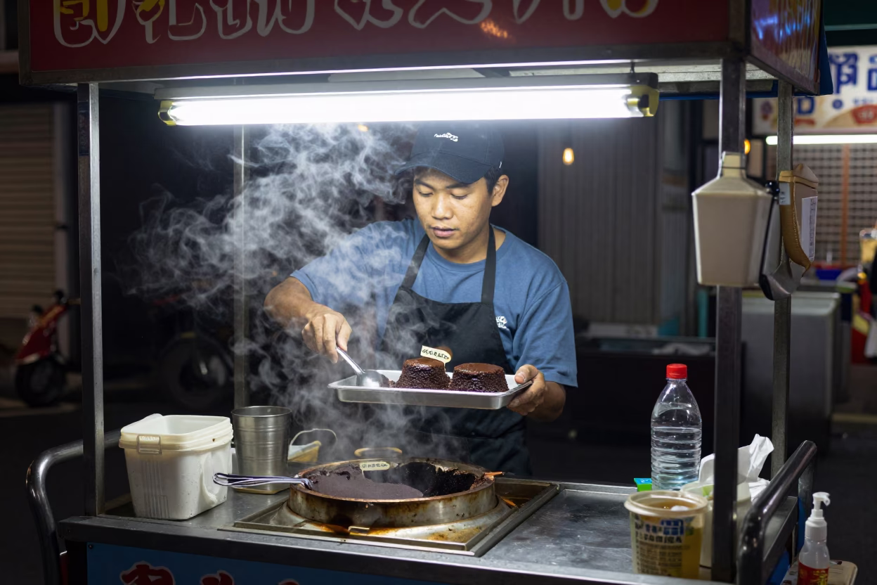 Lava Cake in Kaohsiung at Deep In The Night Light in in Kaohsiung, Taiwan