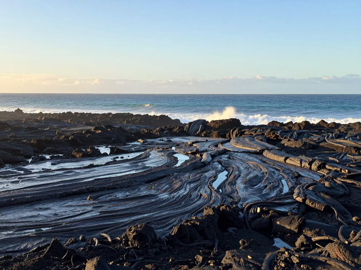Lava Flow Meets Ocean in La Paz After Rain in across a floodplain after rain near Calle Jaen, La Paz