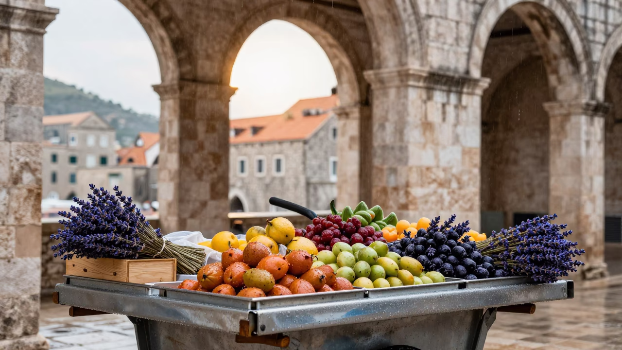 Lavender in Dubrovnik at First Light in in Dubrovnik, Croatia
