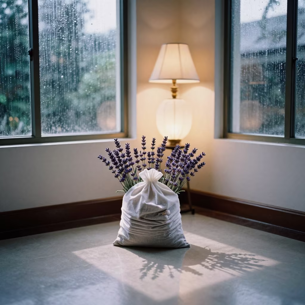 Lavender Sachet Bin in Jakarta Banquet Hall in inside a banquet hall before service near Jakarta