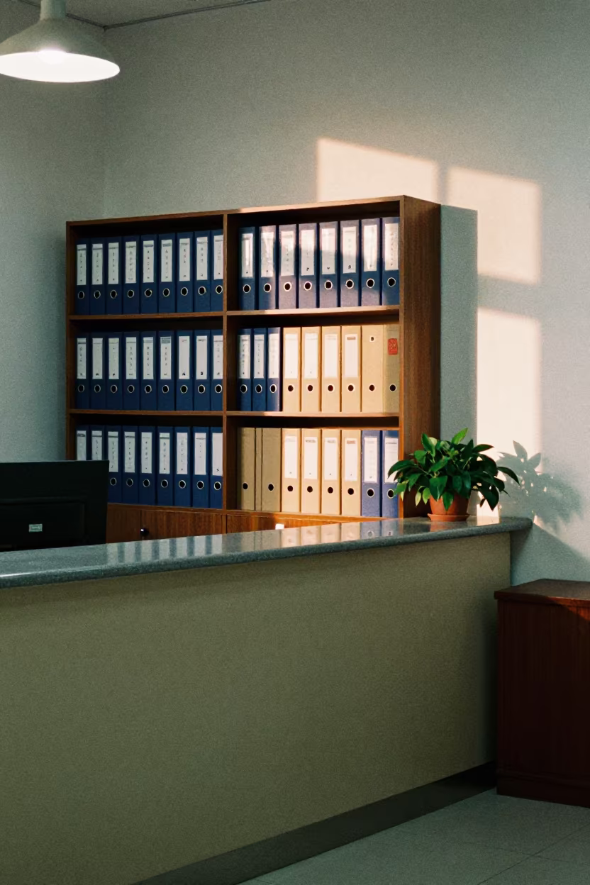Law Office Binders on Reception Desk Near Zhengzhou in at an office reception desk near Zhengzhou