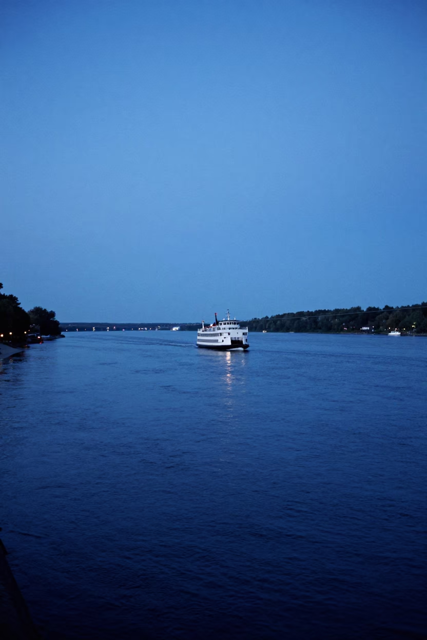 Lawrence River in Quebec City at The Last Blue Light Of Evening in in Quebec City, Quebec, Canada