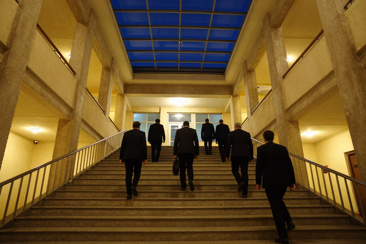 Lawyers Cross Courthouse Stairwell Under Night Skylight in in a community center hall in Kütahya