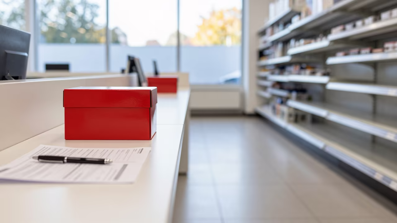 Layaway Box in Stuttgart Store Aisle in inside a bright retail aisle near Stuttgart