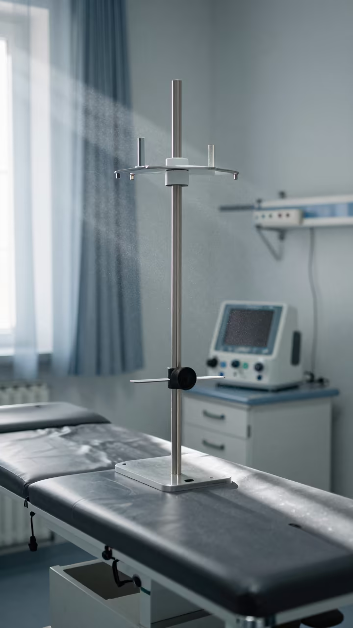 Lead Apron Rack in Mashhad Clinic Morning Light in inside a clinic exam room in Mashhad
