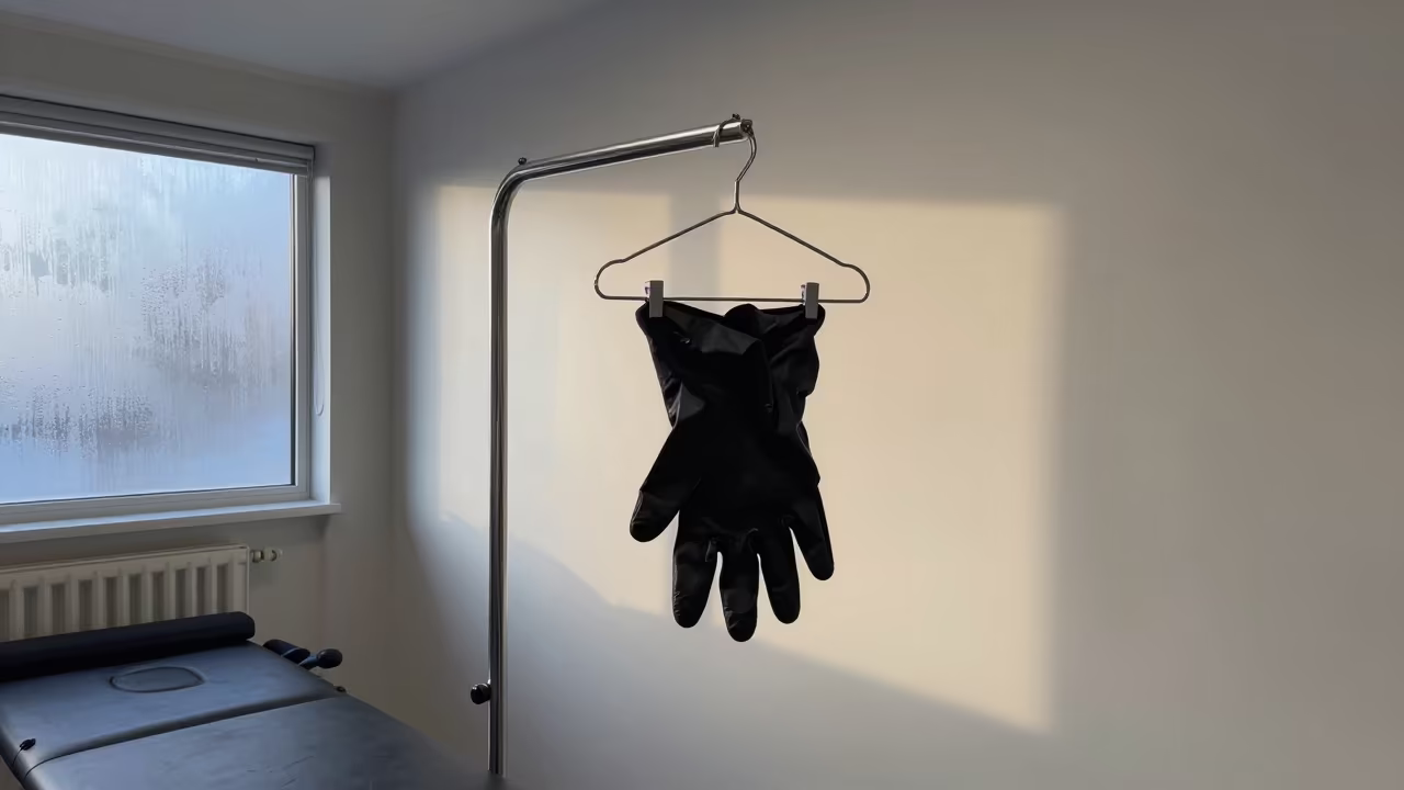 Lead Glove Hanger in Rehab Gym in inside a rehabilitation gym near Issia