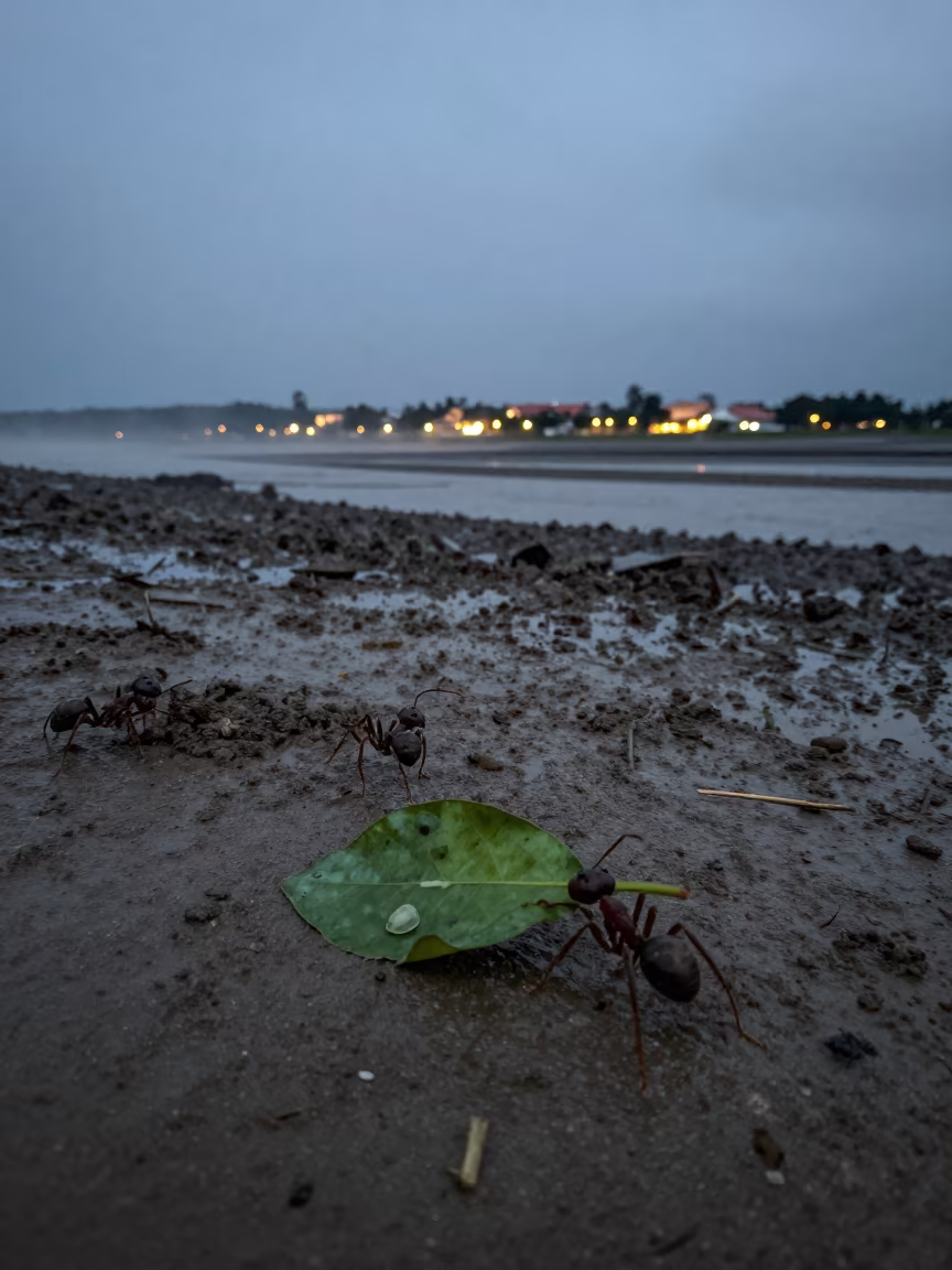 Leaf Cutter Ant Twilight Inlet Malaysia in beside a tidal inlet in Malaysia