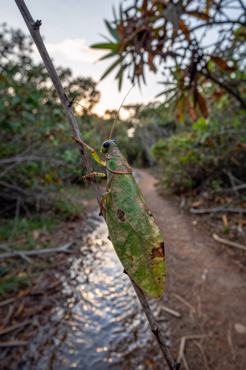 Leaf Insect Camouflaged Along Alexandria Trail in along a game trail near Alexandria