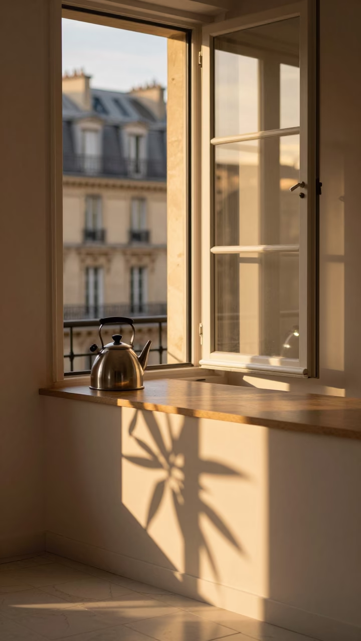 Leaf Shadows at Golden Hour in Paris in in Paris, France