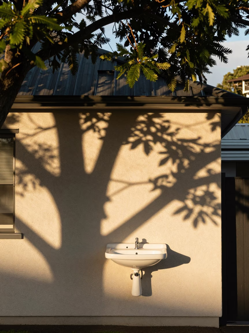 Leaf Shadows in Auckland at Late Afternoon Light in in Auckland, New Zealand