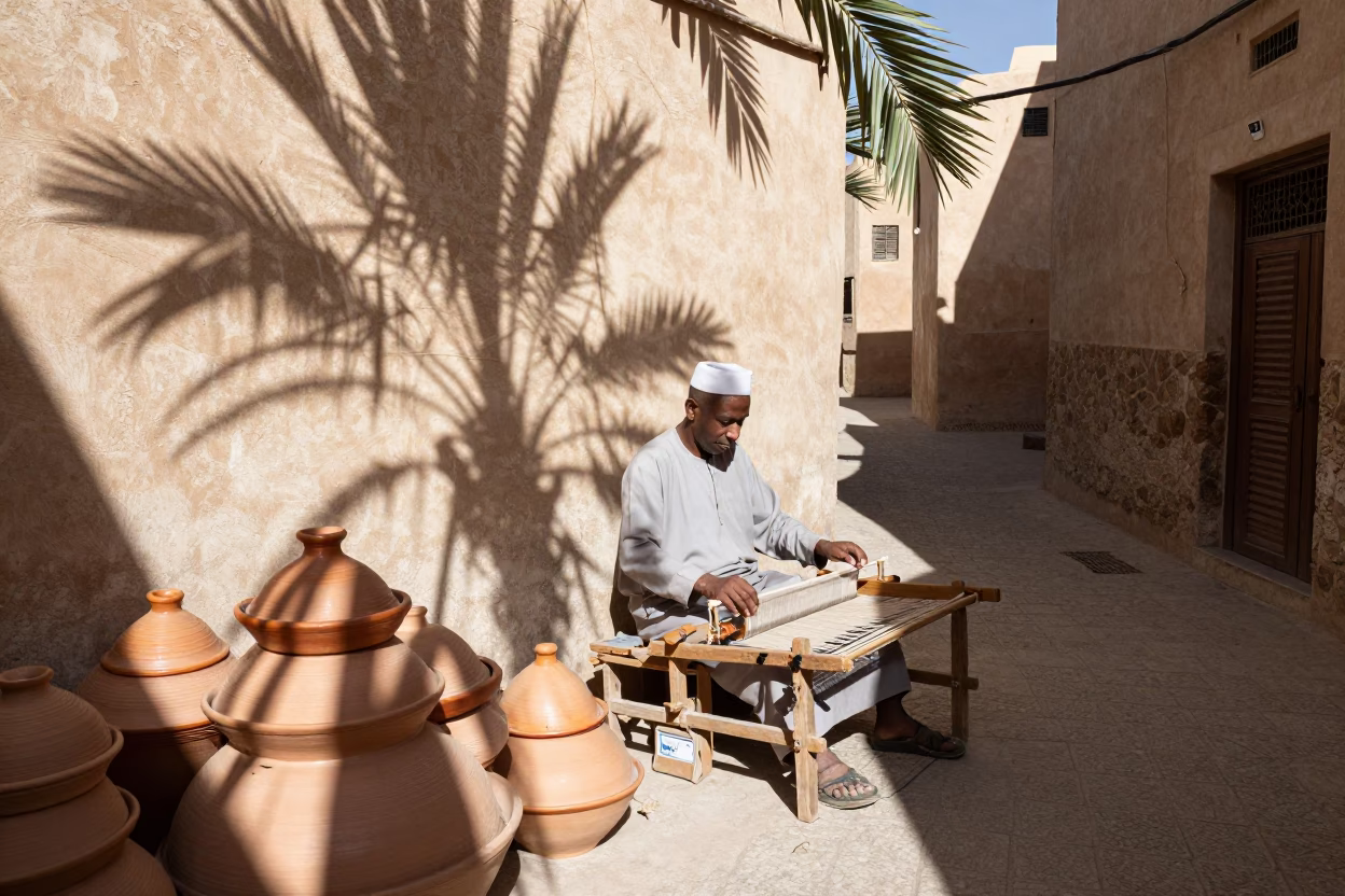 Leaf Shadows in Fez at Bright Midmorning Light in in Fez, Morocco
