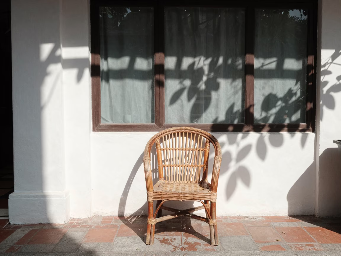 Leaf Shadows in George Town at The Flat Glare Of Noon Light in in George Town, Malaysia