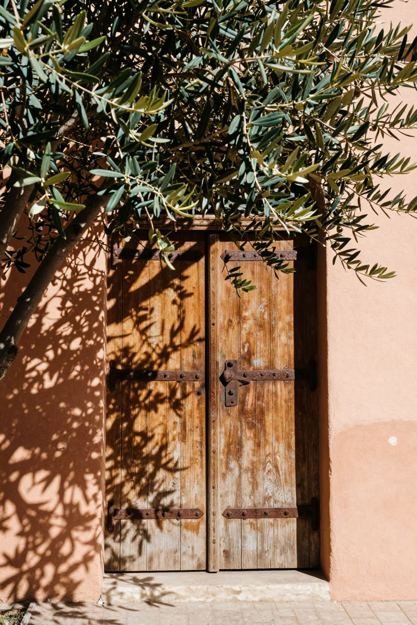 Leaf Shadows in Marrakech at Midday Light in in Marrakech, Morocco