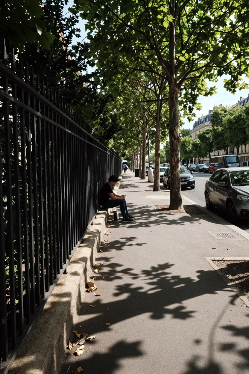 Leaf Shadows in Paris at Midday Light in in Paris, France
