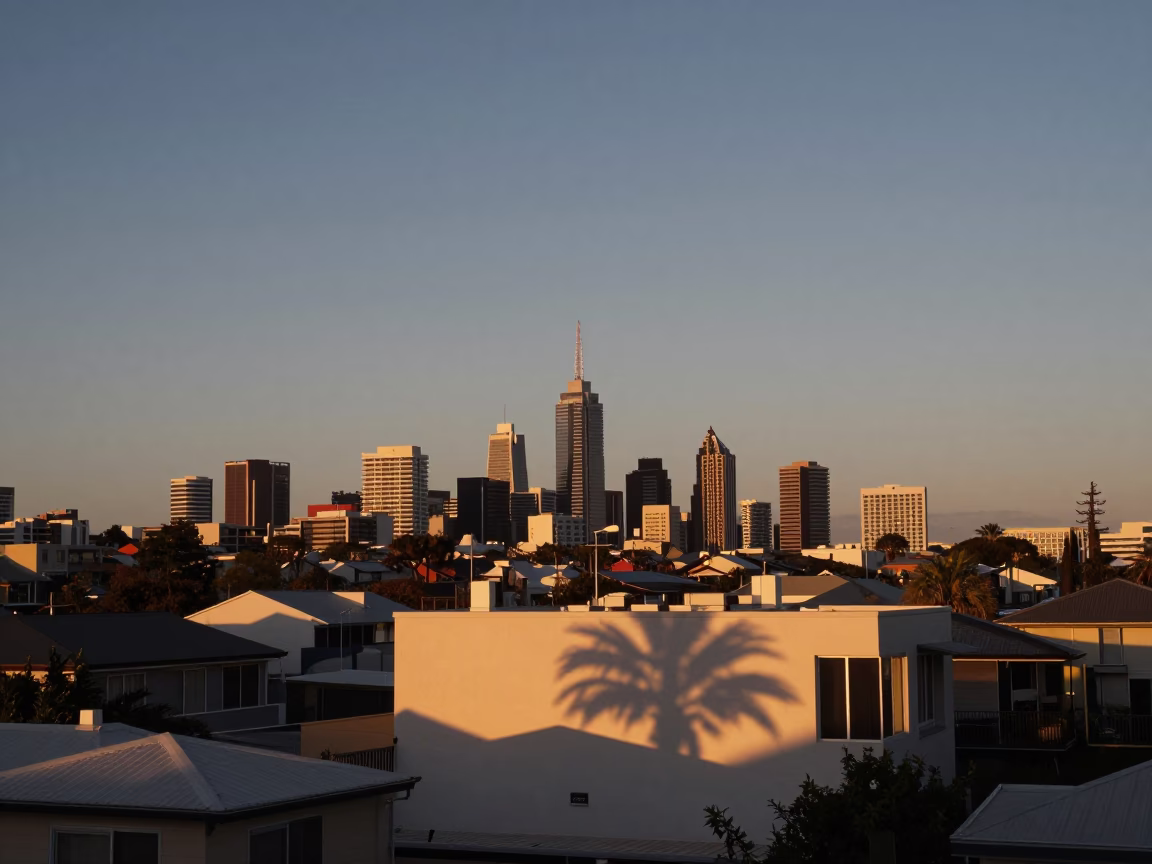Leaf Shadows in Perth at Nautical Dawn Light in in Perth, Western Australia, Australia