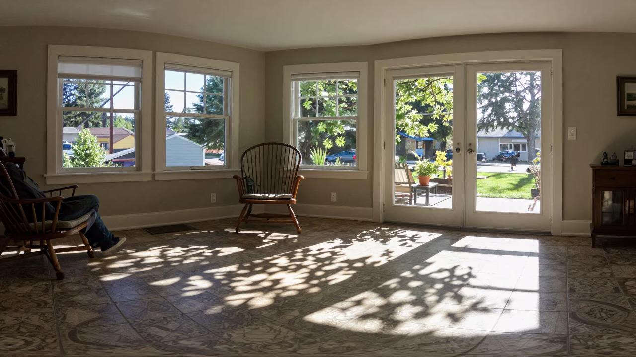 Leaf Shadows in Seattle at Clear Late-afternoon Light in in Seattle, Washington, United States