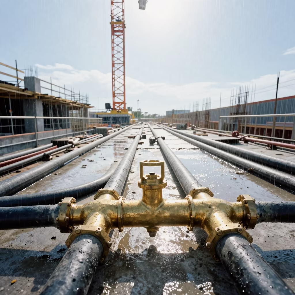 Leak Test Manifold Under Tower Crane Victoria in beneath a tower crane on open ground in Victoria