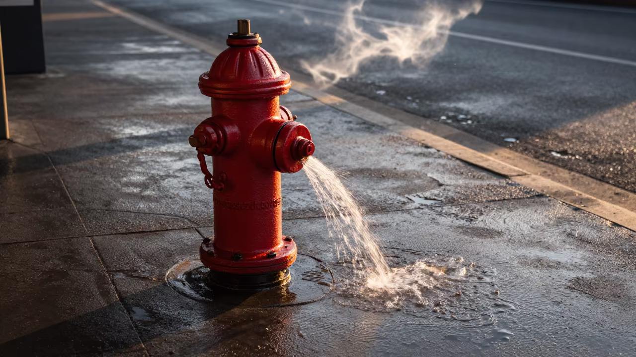 Leaking Hydrant at Chilpancingo Tram Stop in at a tram stop in Chilpancingo de los Bravo