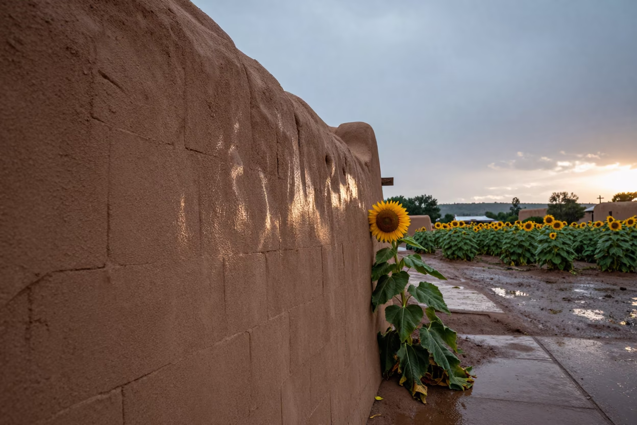 Leaning Sunflower in Santa Fe in in Santa Fe, New Mexico, United States